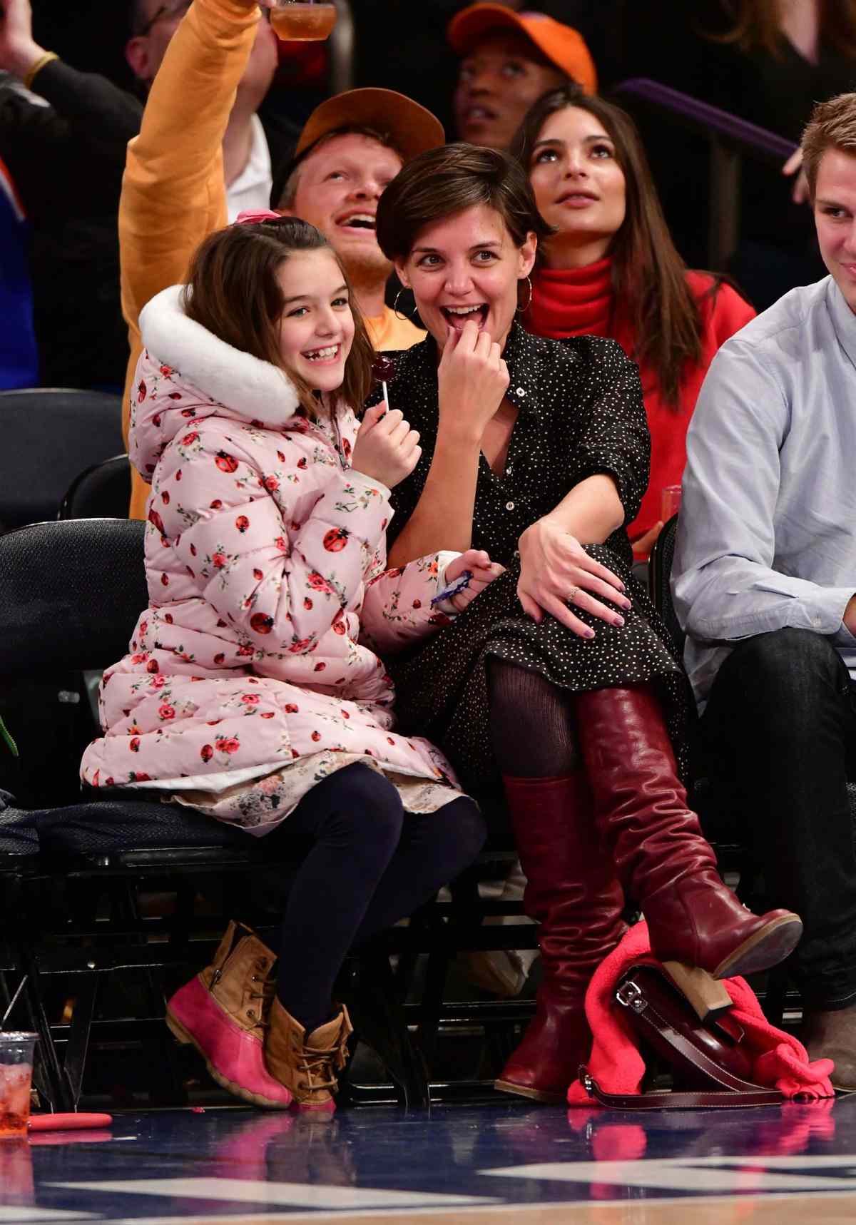 Suri Cruise and Katie Holmes at the Knicks game