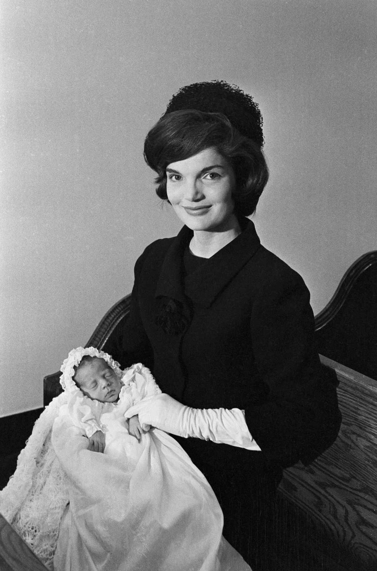 Jacqueline Kennedy Holding Her Newborn Son