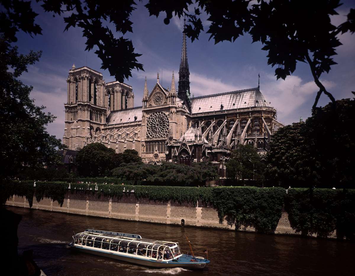 Notre Dame Cathedral as seen from the Seine with s