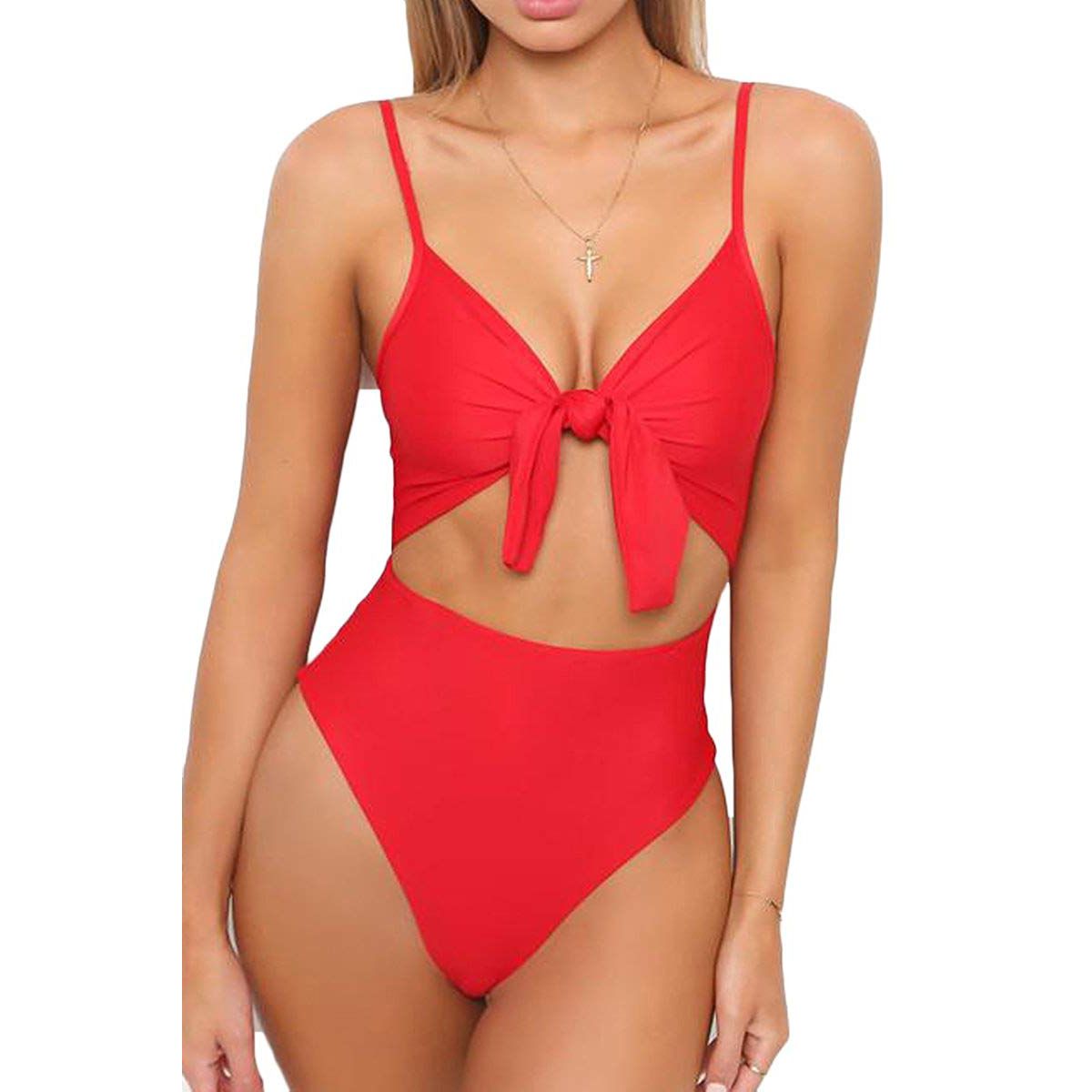 LEISUP Tie Knot Front Cutout One-Piece