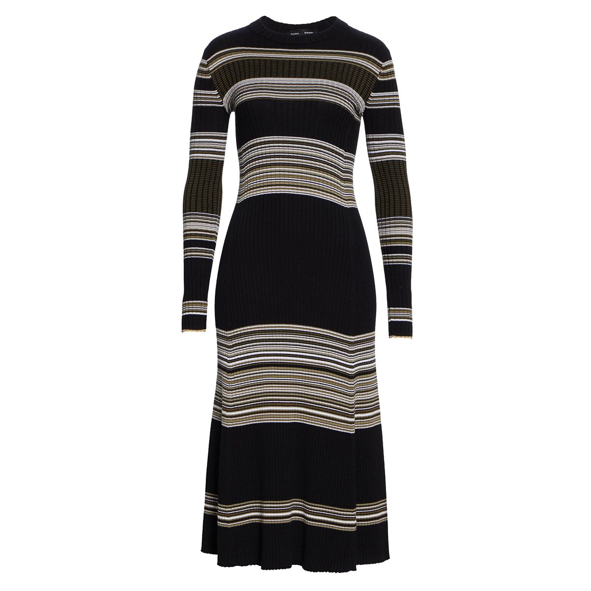 Proenza Schouler Stripe Long Sleeve Merino Wool Blend Sweater Dress