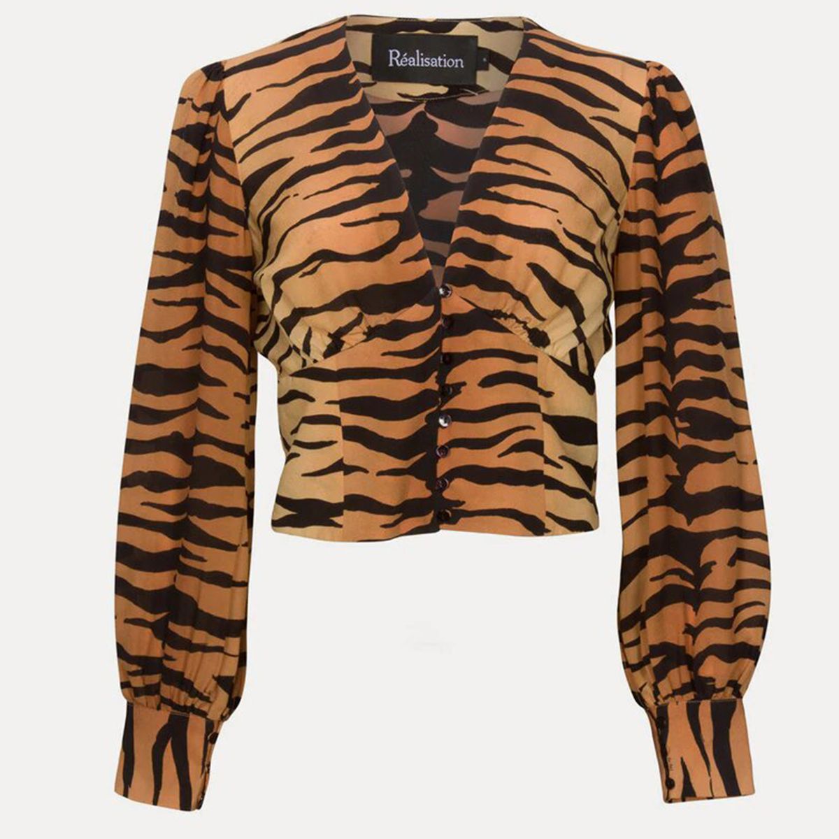The Kaia Tiger Cropped Silk Shirt