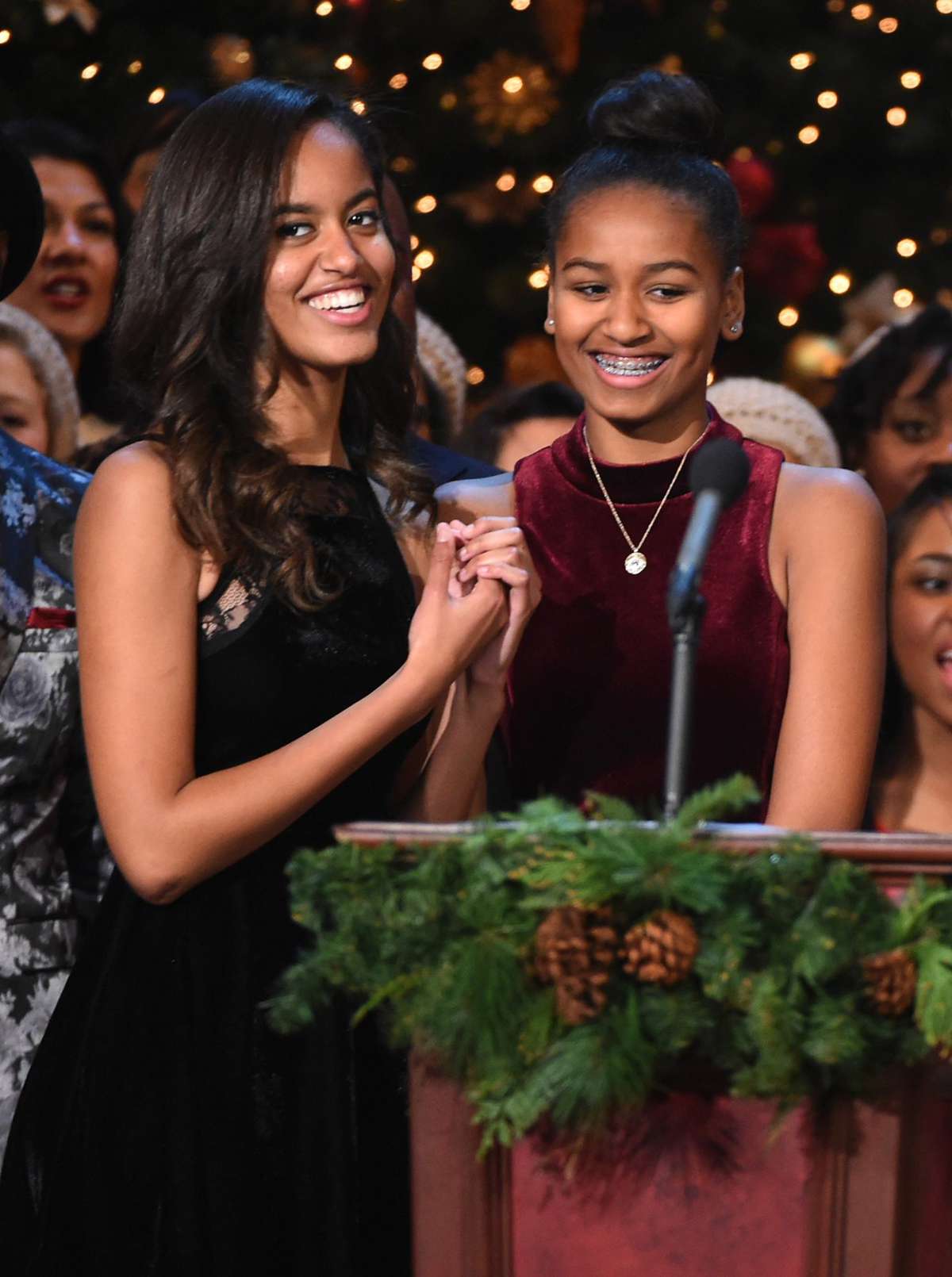 Malia Obama and Sasha Obama - TNT Christmas In Washington 2014