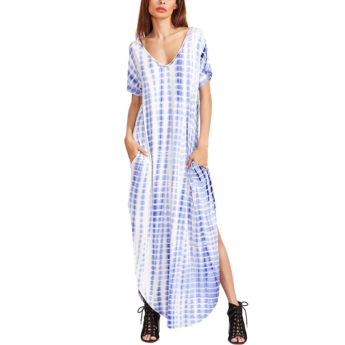 Opinionated Womens Summer Printed Irregular Maxi Dress tie-Dyed Suspender Dress Casual Party Long Dresses 