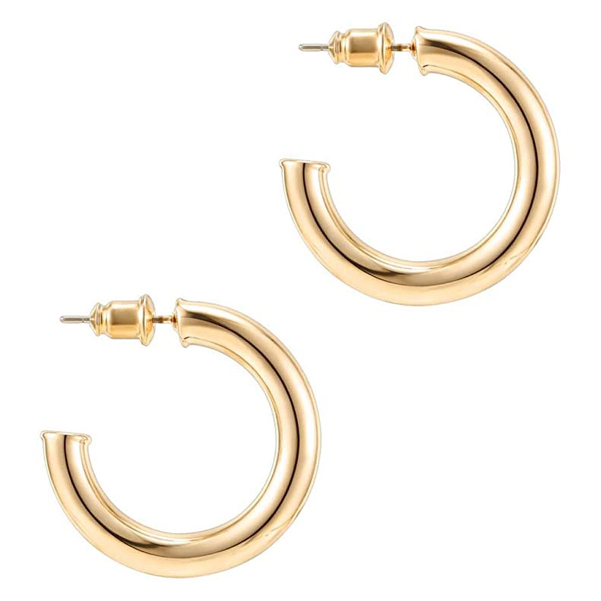 PAVOI 14K Gold Colored Lightweight Chunky Open Hoops
