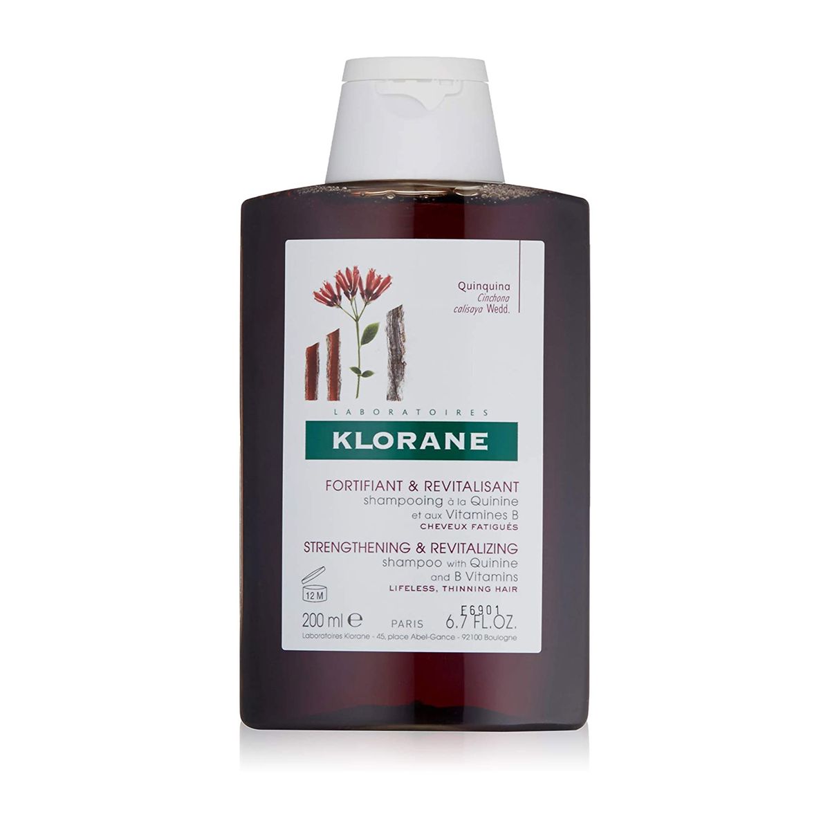 bottle of Klorane Shampoo with Quinine and B Vitamins for Thinning Hair