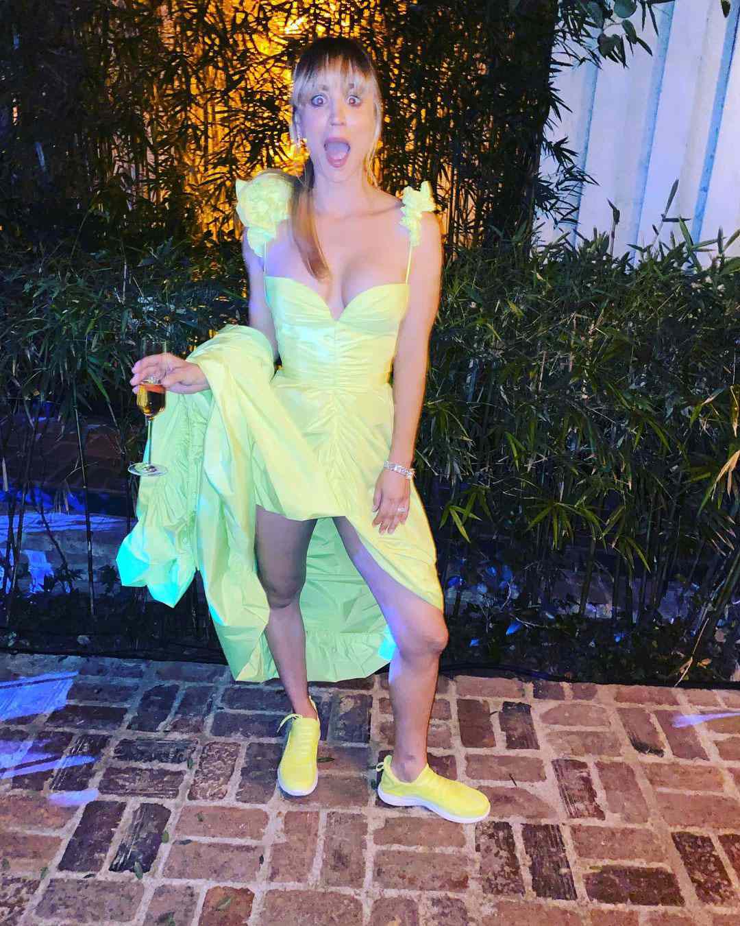 Kaley Cuoco Wore These Neon Sneakers That Perfectly Matched her 2021 Emmys Gown