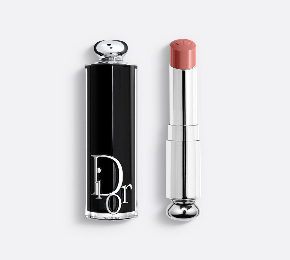 Dior Addict shiny nude lipstick.