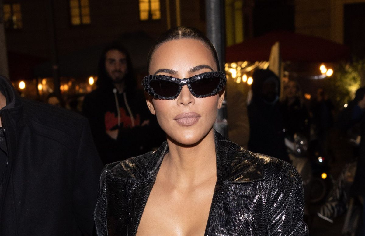 Kim Kardashian Milan Fashion Week Snakeskin Sunglasses
