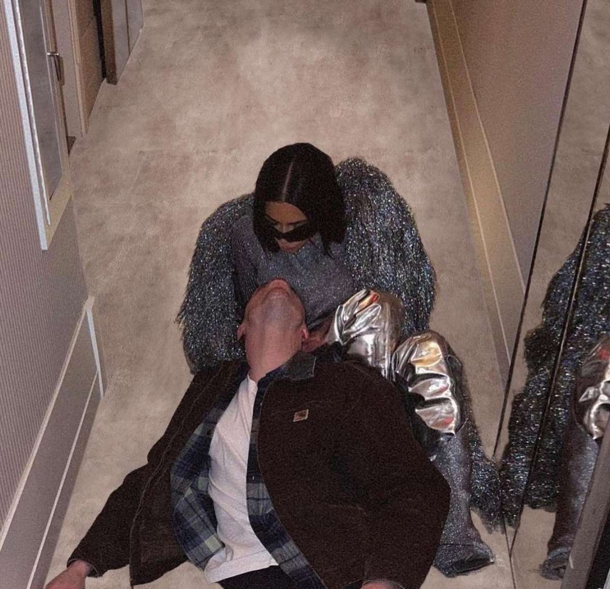 Kim Kardashian and Pete Davidson Sitting On Ground First Instagram Together