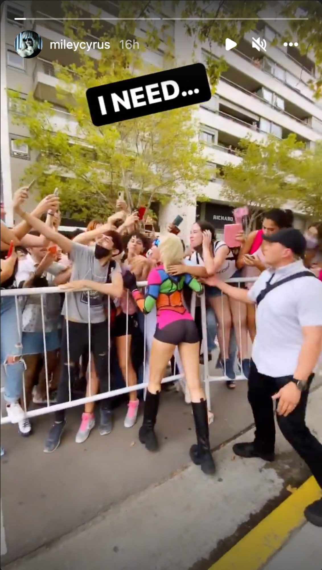 Miley Cyrus Multi-Colored Romper Fans Instagram Story