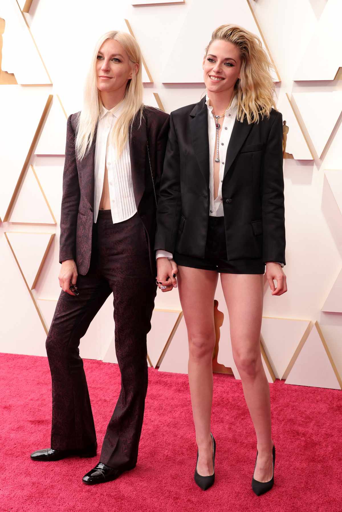 Kristen Stewart and Dylan Meyer Custom Chanel Short Suit 2022 Oscar Red Carpet