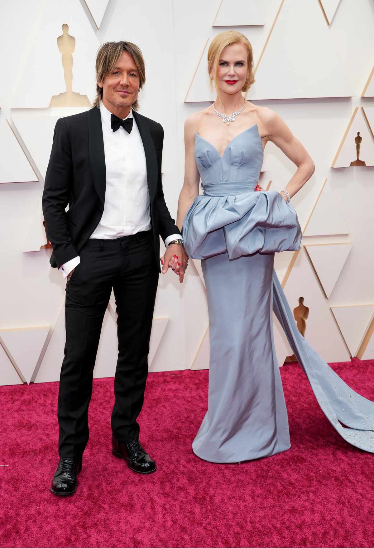 Nicole Kidman Blue Armani Dress and Keith Urban 2022 Oscar Red Carpet