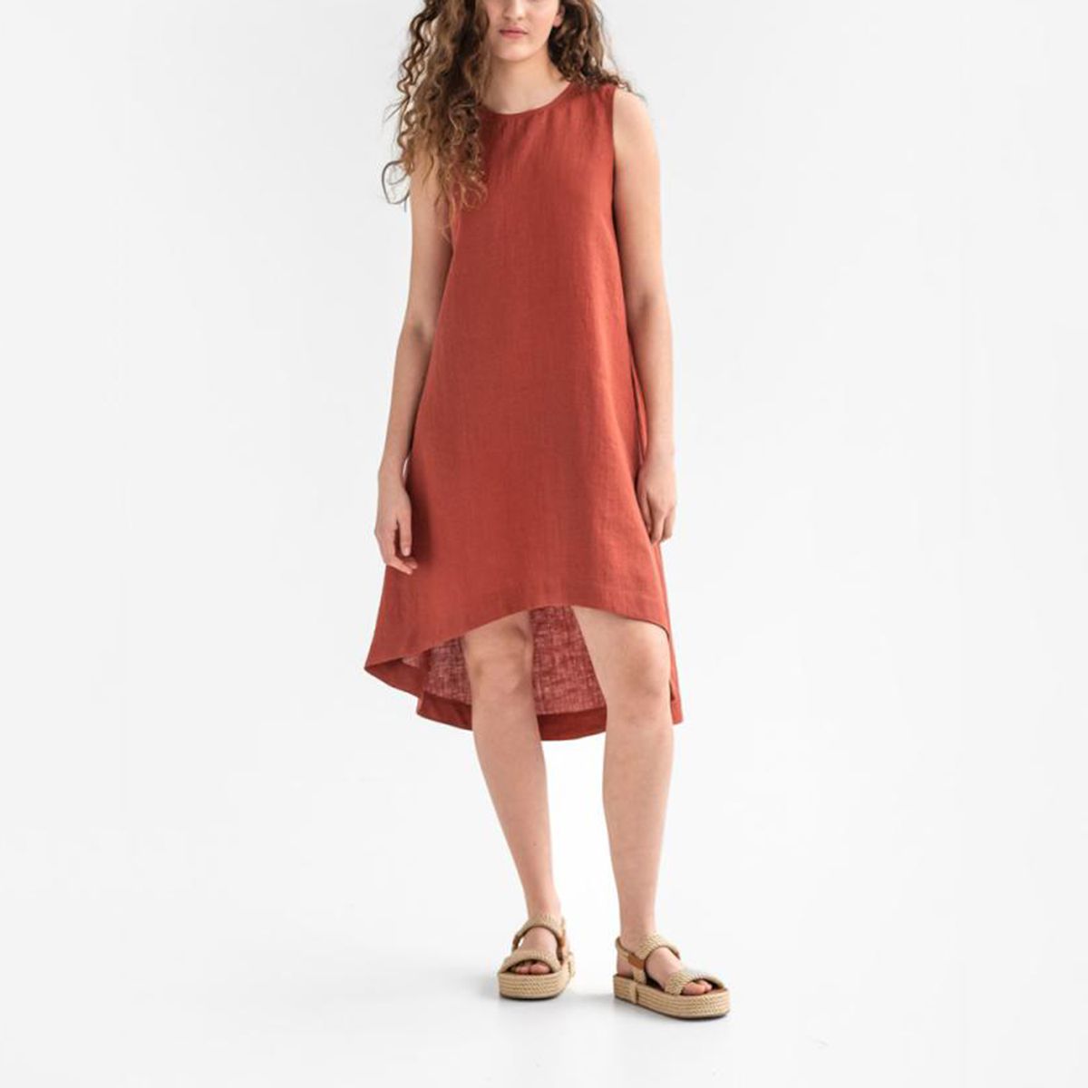 ROYAL TOSCANA LINEN DRESS IN CLAY COLOR