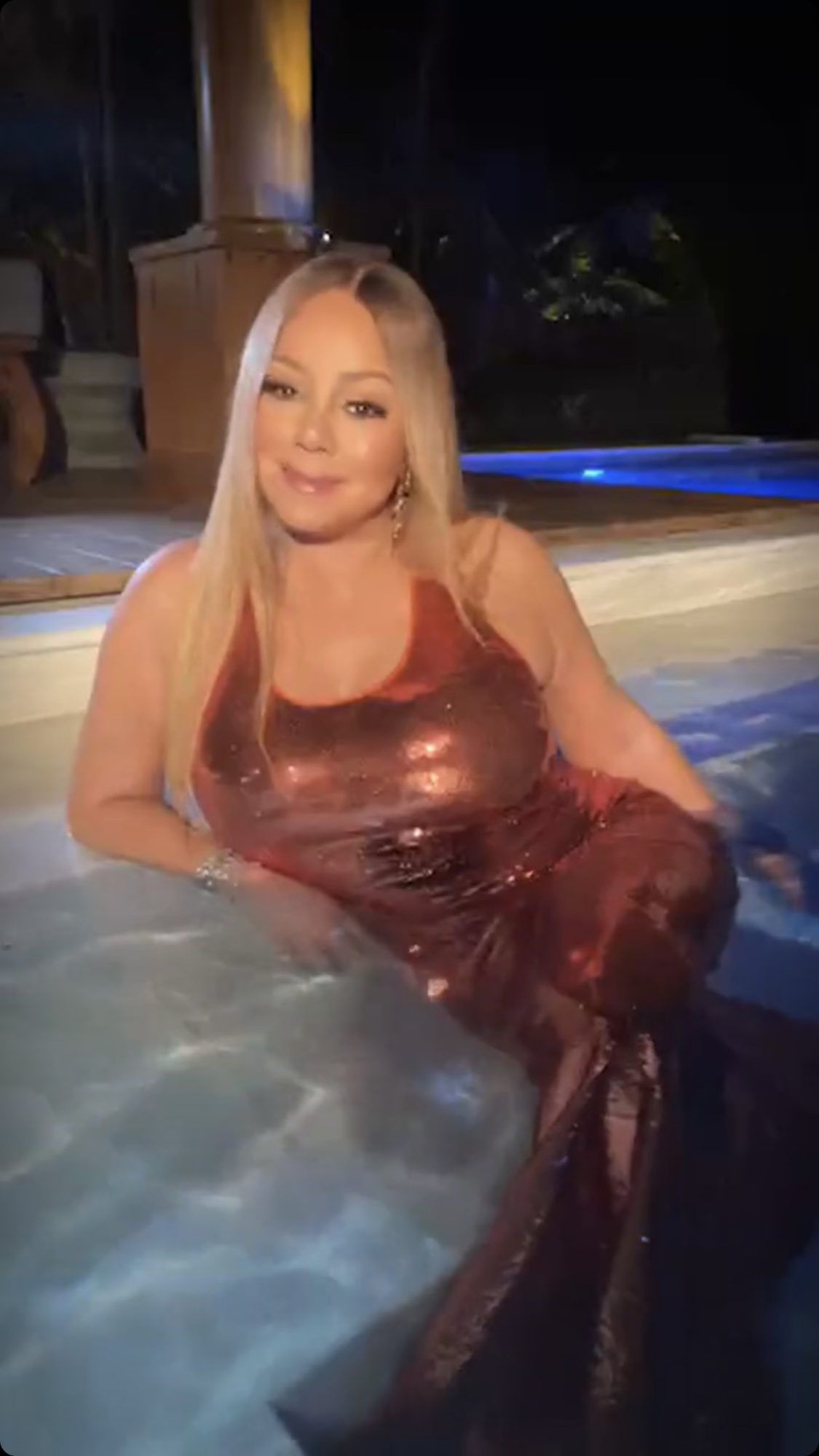 Mariah carey in rose gold evening gown