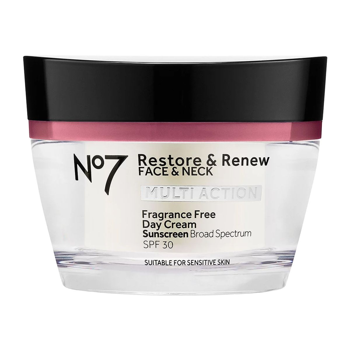 No7 Restore & Renew Face & Neck Multi Action Fragrance Free Day Cream SPF 30
