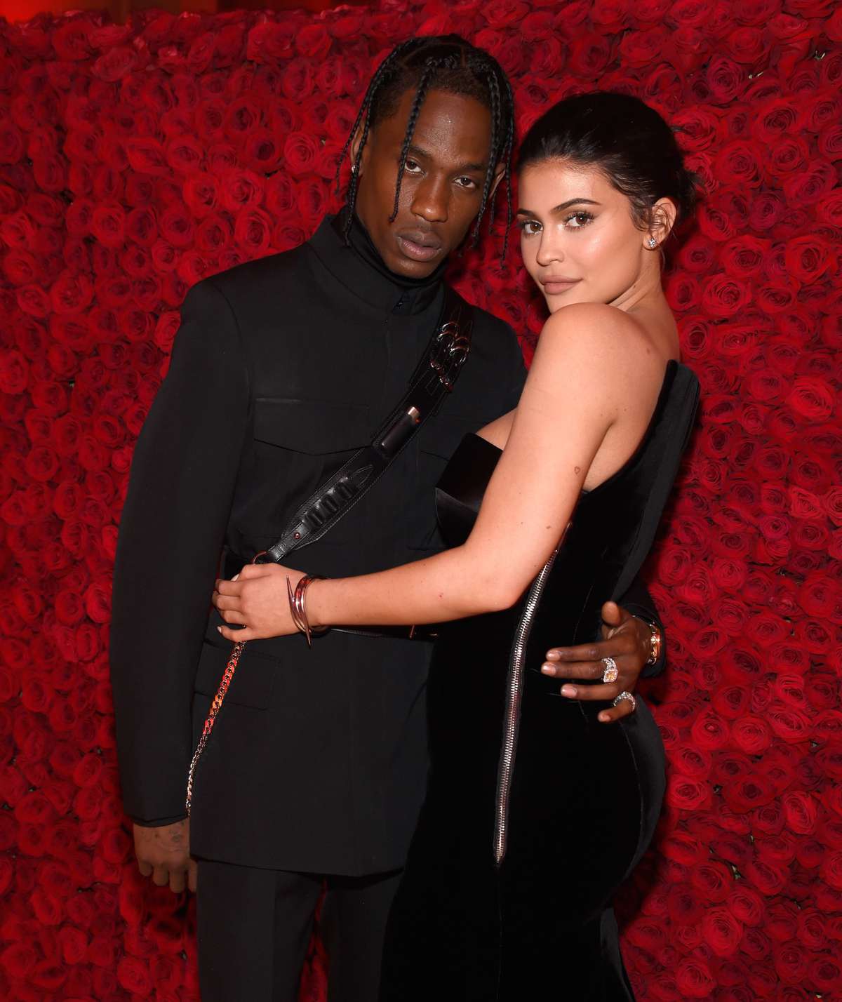Kylie Jenner Black Dress and Travis Scott Hugging 2018 Met Gala