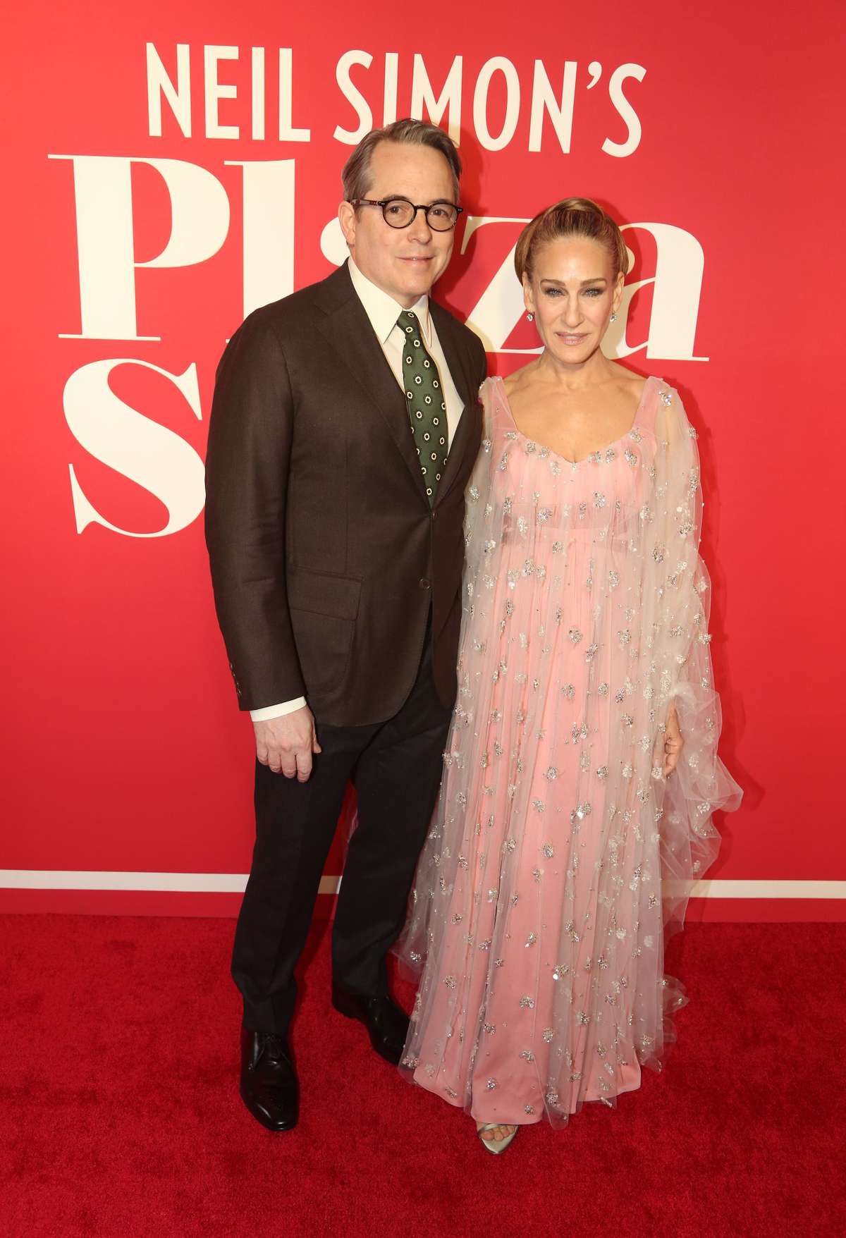 Sarah Jessica Parker Pink Tulle Gown Matthew Broderick Opening Night "Plaza Suite"
