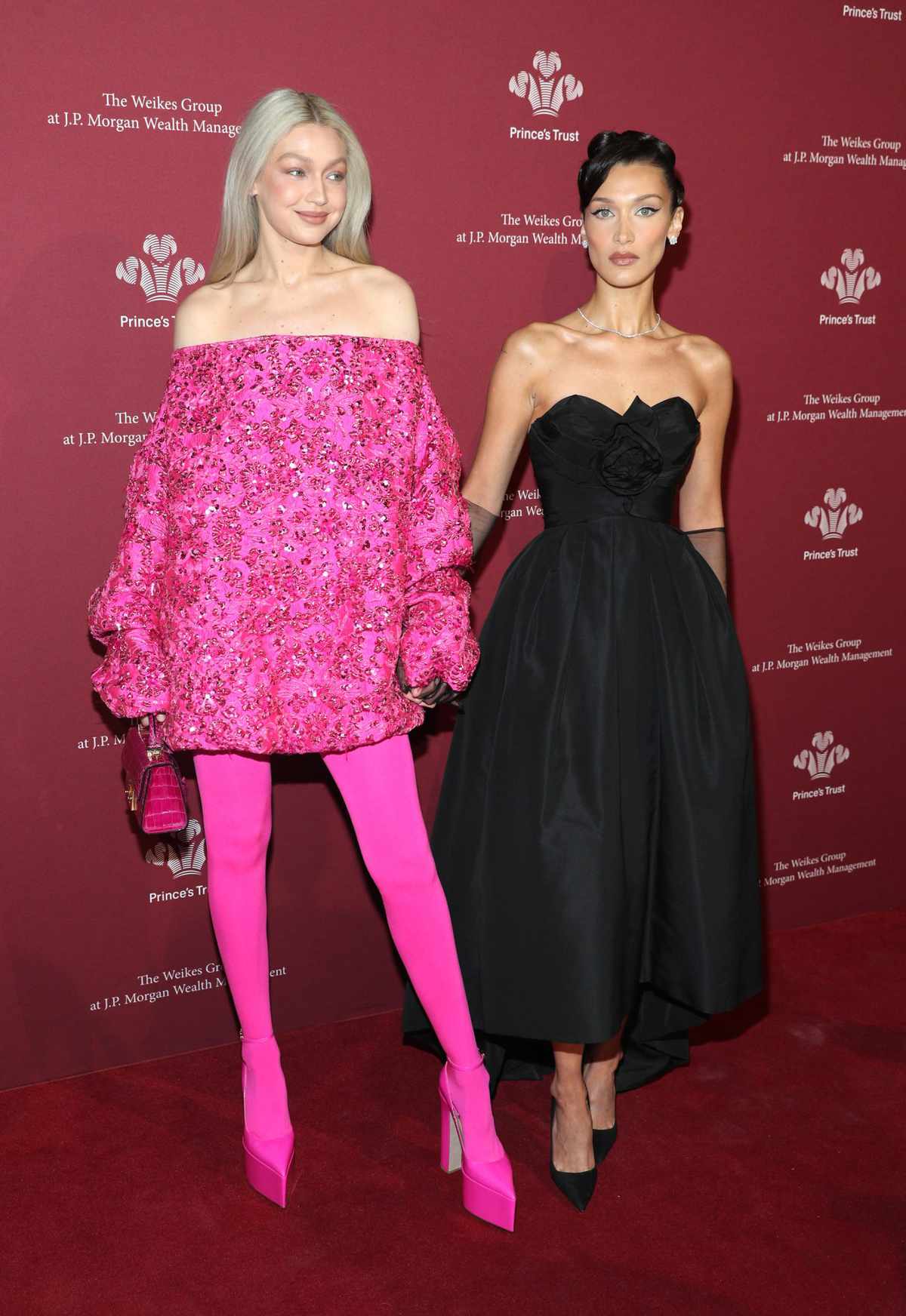 Gigi hadid pink dress bella hadid black dress