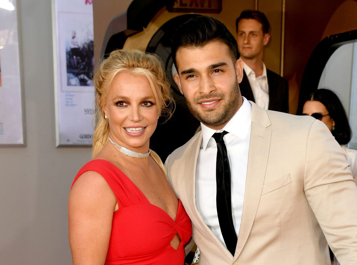 Britney Spears Sam Asghari Once Upon a Time in Hollywood Premiere Red Dress