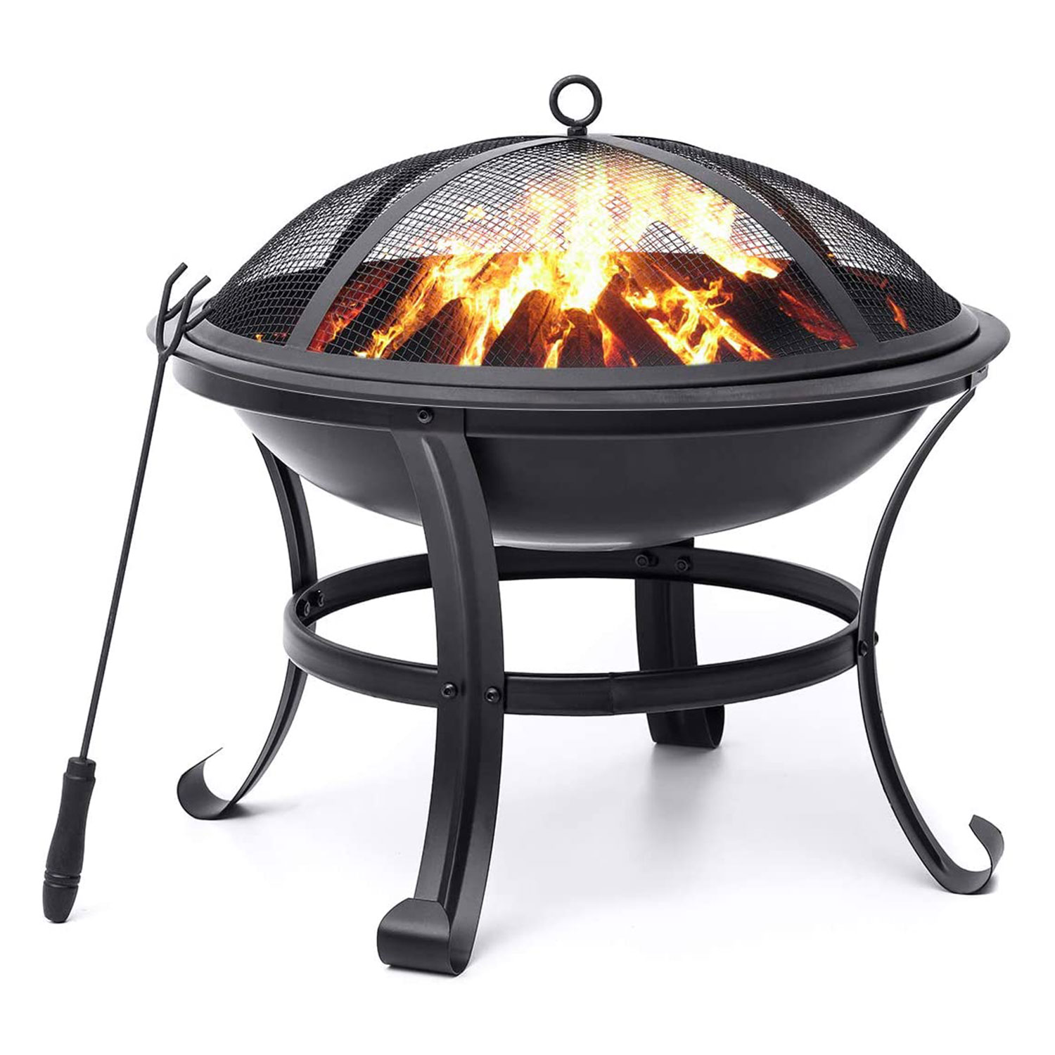 KINGSO Fire Pit, 22'' Fire Pits Outdoor Wood Burning Steel BBQ Grill