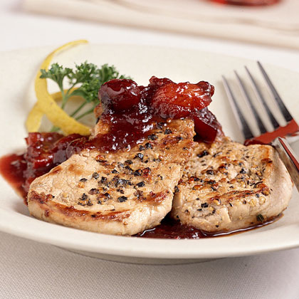 Peppercorn Pork Medallions with Cranberry Sauce 