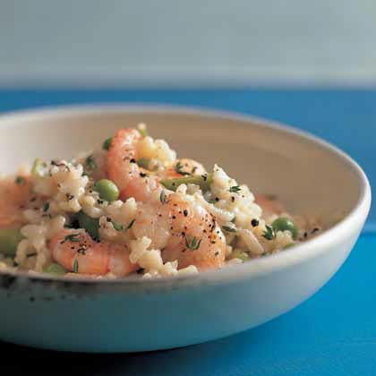 Risotto with Snow Peas and Shrimp 