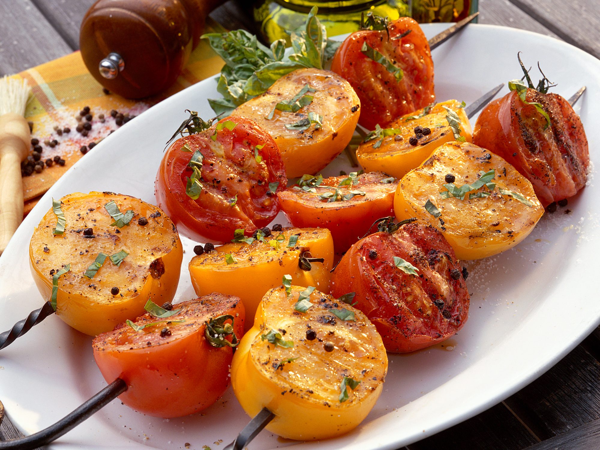 Grilled Tomatoes with Basil Vinaigrette 