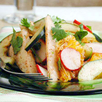 Rustic Jicama Appetizer with Red Chile and Lime