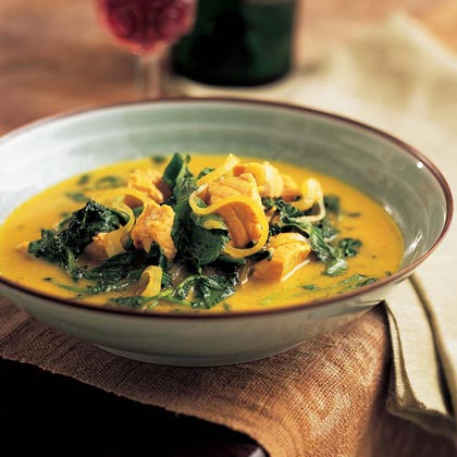 Thai Coconut-Curried Salmon with Greens 