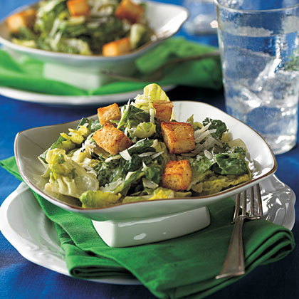 Creamy Caesar Salad with Spicy Croutons 