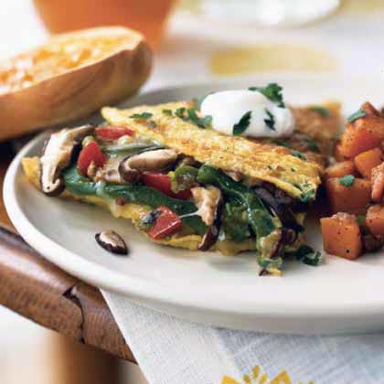 Mushroom and Bell Pepper Omelet with Fontina 