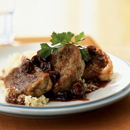 Pork Medallions with Port Wine-Dried Cherry Pan Sauce