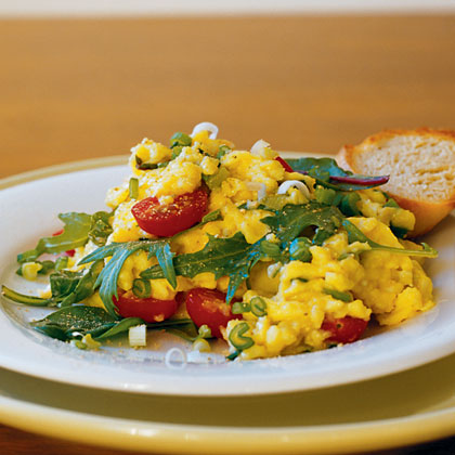 Scrambled Eggs with Asian Greens