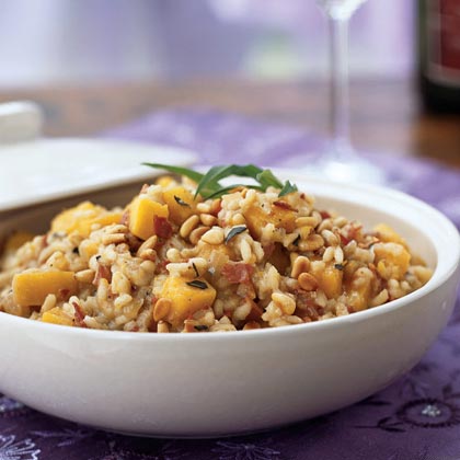 Risotto with Butternut Squash, Pancetta, and Jack Cheese 