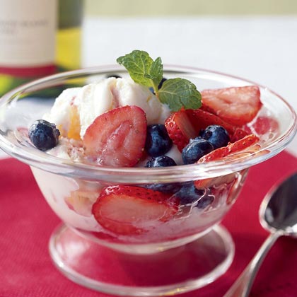 Strawberry-Blueberry Compote in Red Wine Syrup