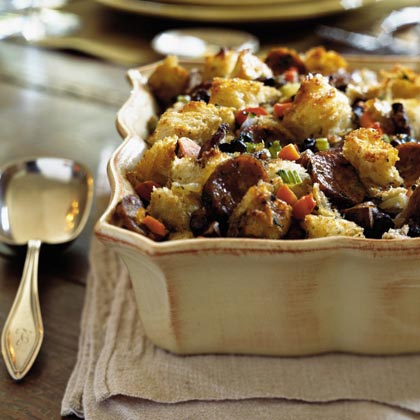Herbed Bread Stuffing with Mushrooms and Sausage