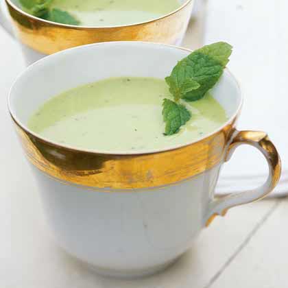 Chilled Pea Soup with Mint Pesto
