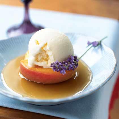Nectarines Poached in Lavender-Honey Syrup 