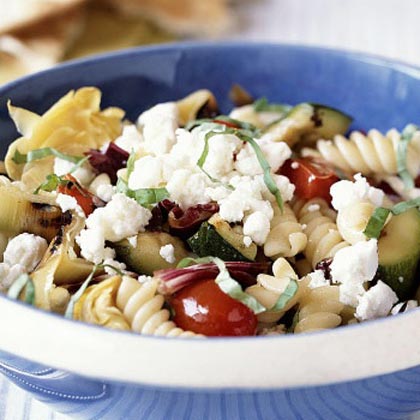 Pasta and Grilled Vegetables with Goat Cheese 