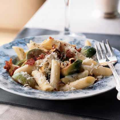 Penne with Brussels Sprouts and Crisp Bacon