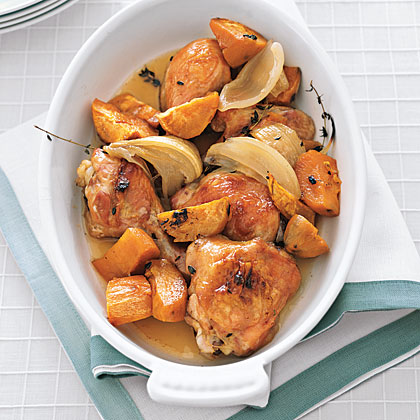 Maple-Roasted Chicken with Sweet Potatoes