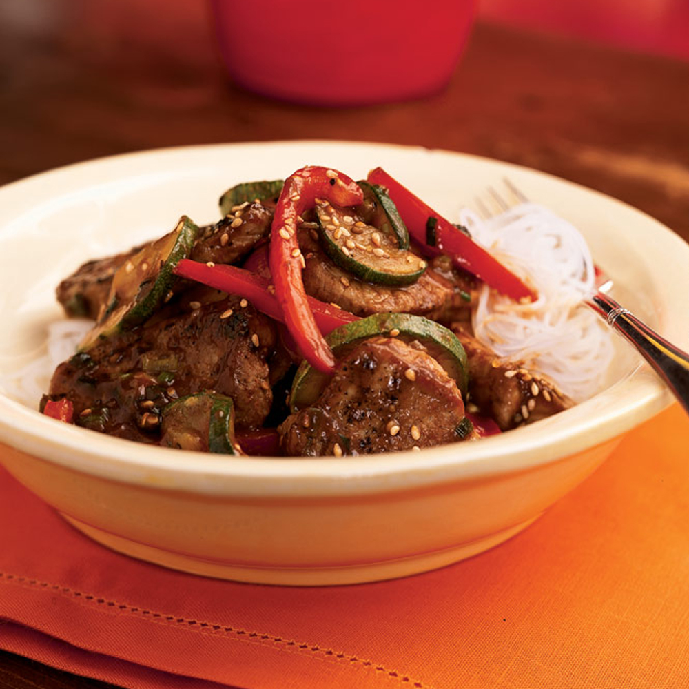 Pork and Stir-Fried Vegetables with Spicy Asian Sauce 