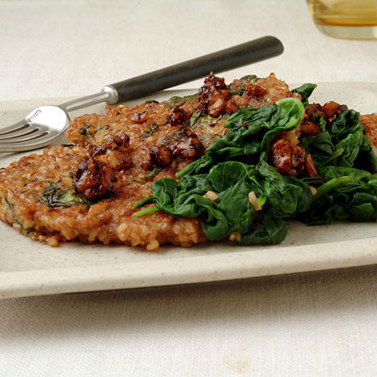 Bulgur, Spinach, and Toasted Walnut Pancakes 
