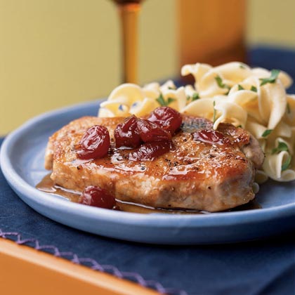 Pork Chops with Ginger-Cherry Sauce 