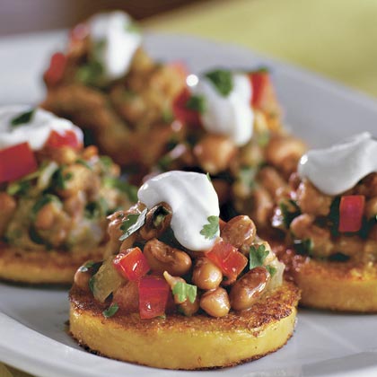 Polenta Rounds With Black-eyed Pea Topping 
