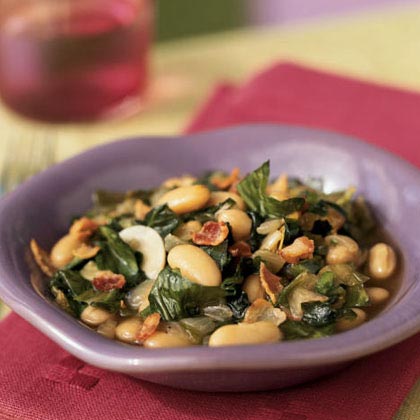 Escarole with Bacon and White Beans 