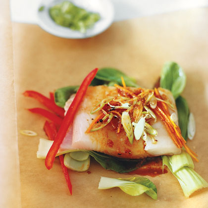 Asian-Style Halibut in Parchment 