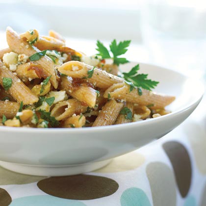 Whole-grain Penne with Walnuts, Caramelized Onions, and Ricotta Salata