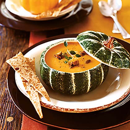 Pumpkin Soup with Candied Pumpkin Seeds